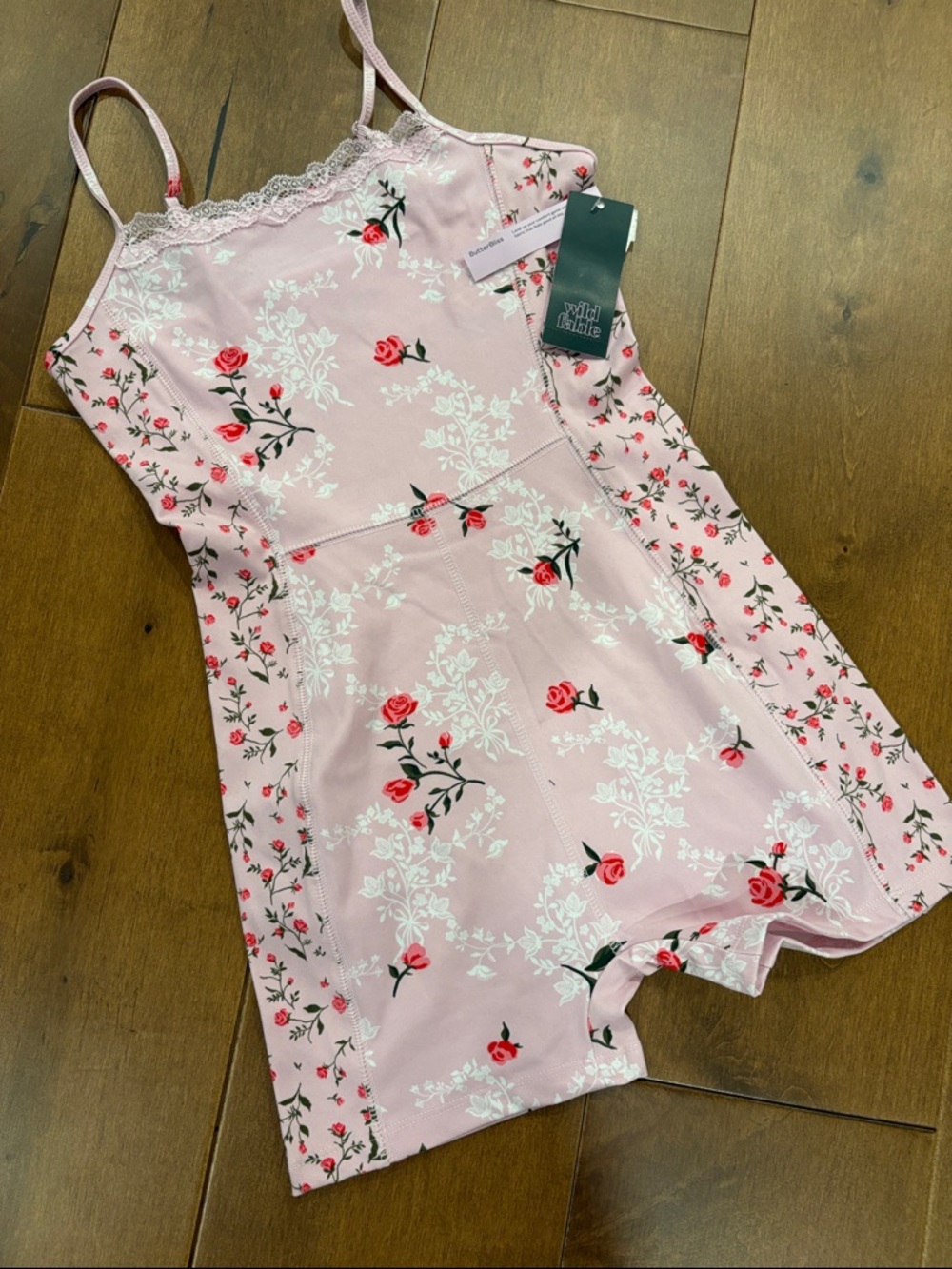 wild fable Pink Floral Lace-Trim Sleep Romper